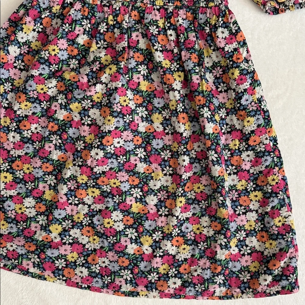 Gap Kids | Smocked Floral Print Puff Sleeve Cotton Dress 813739 Blue/Pink (L/10) - Picture 7 of 16